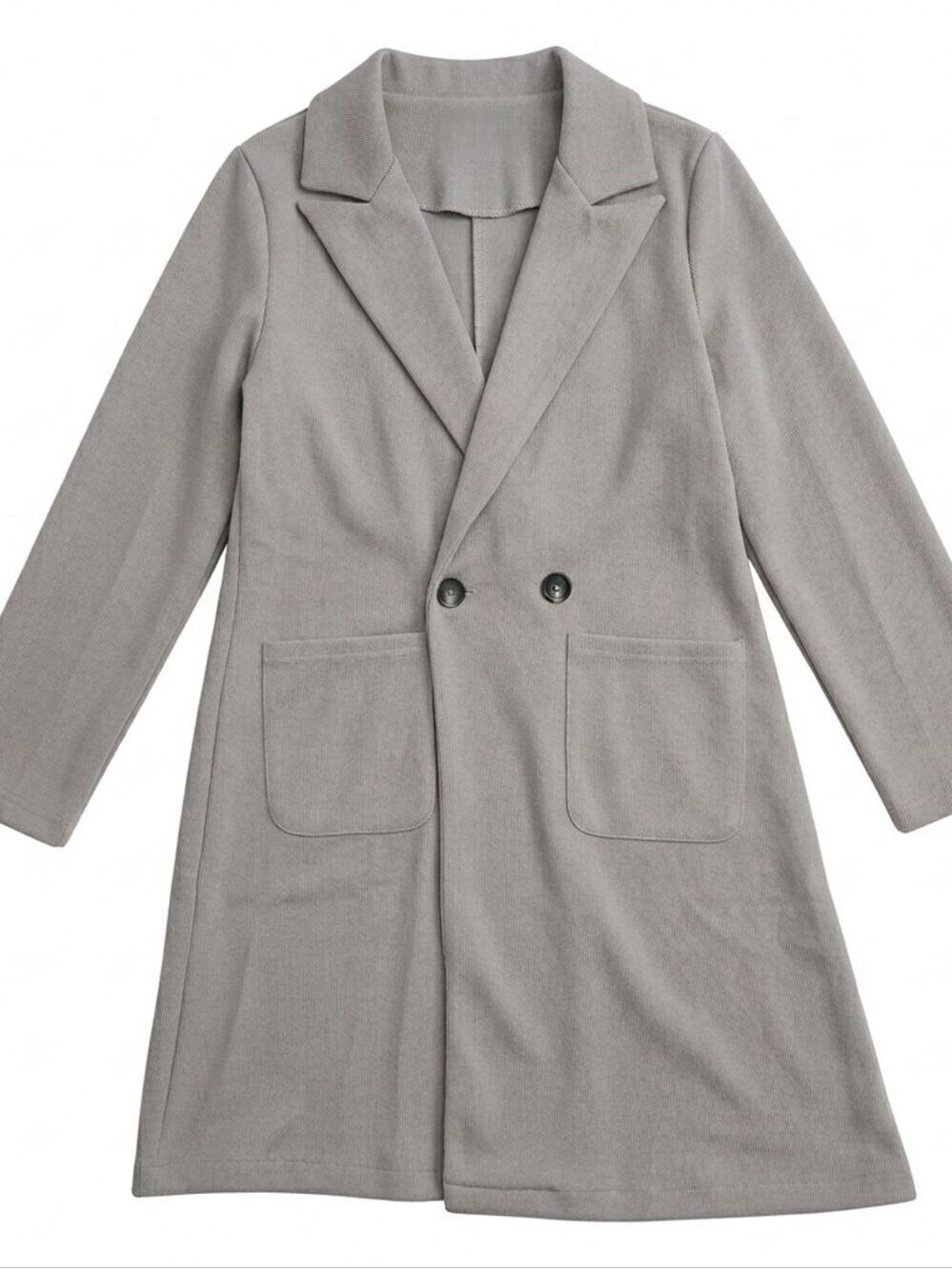 Size Large Chic Women's Lightweight Gray Knit Fabric Trench Coat, New in Bag - Picture 1 of 7